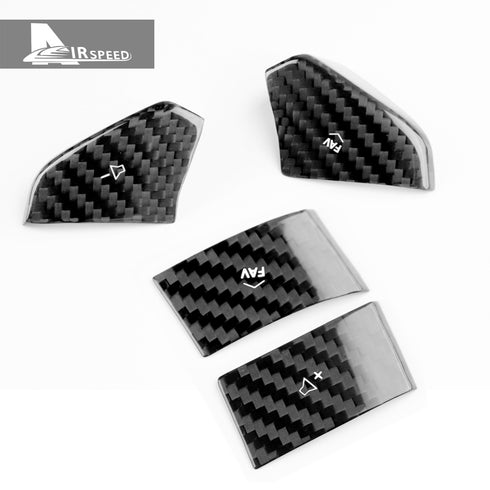 Dry Carbon Fiber Steering Wheel Radio Adjustment Button Trim For Corvette C8 2020-2022
